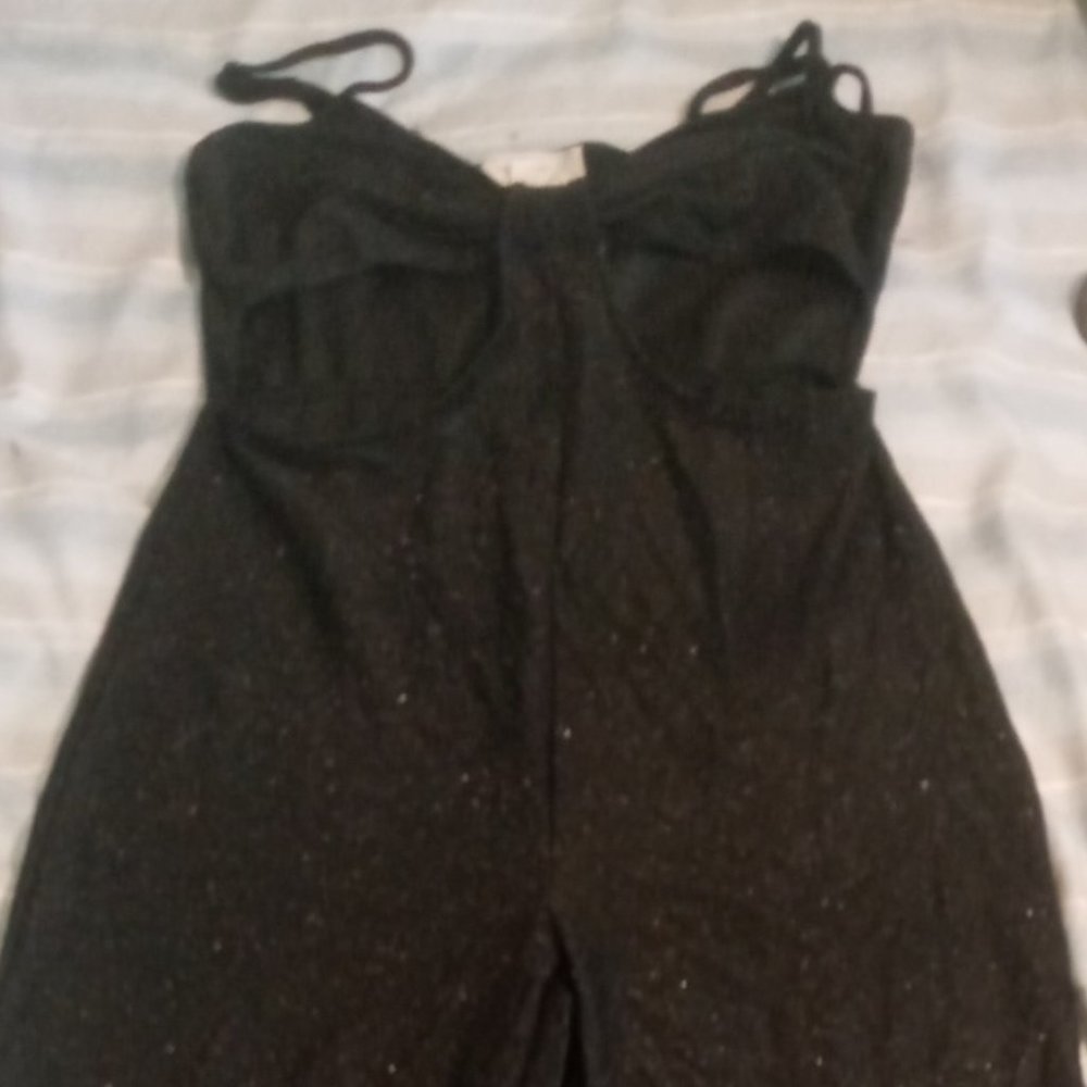 Black & shimmer romper "pantsuit"